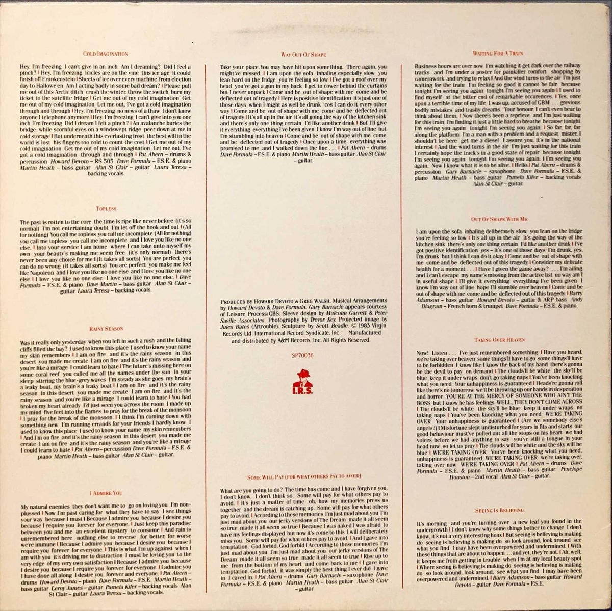 Howard Devoto ‎– Jerky Versions Of The Dream LP Plak - Görsel 2