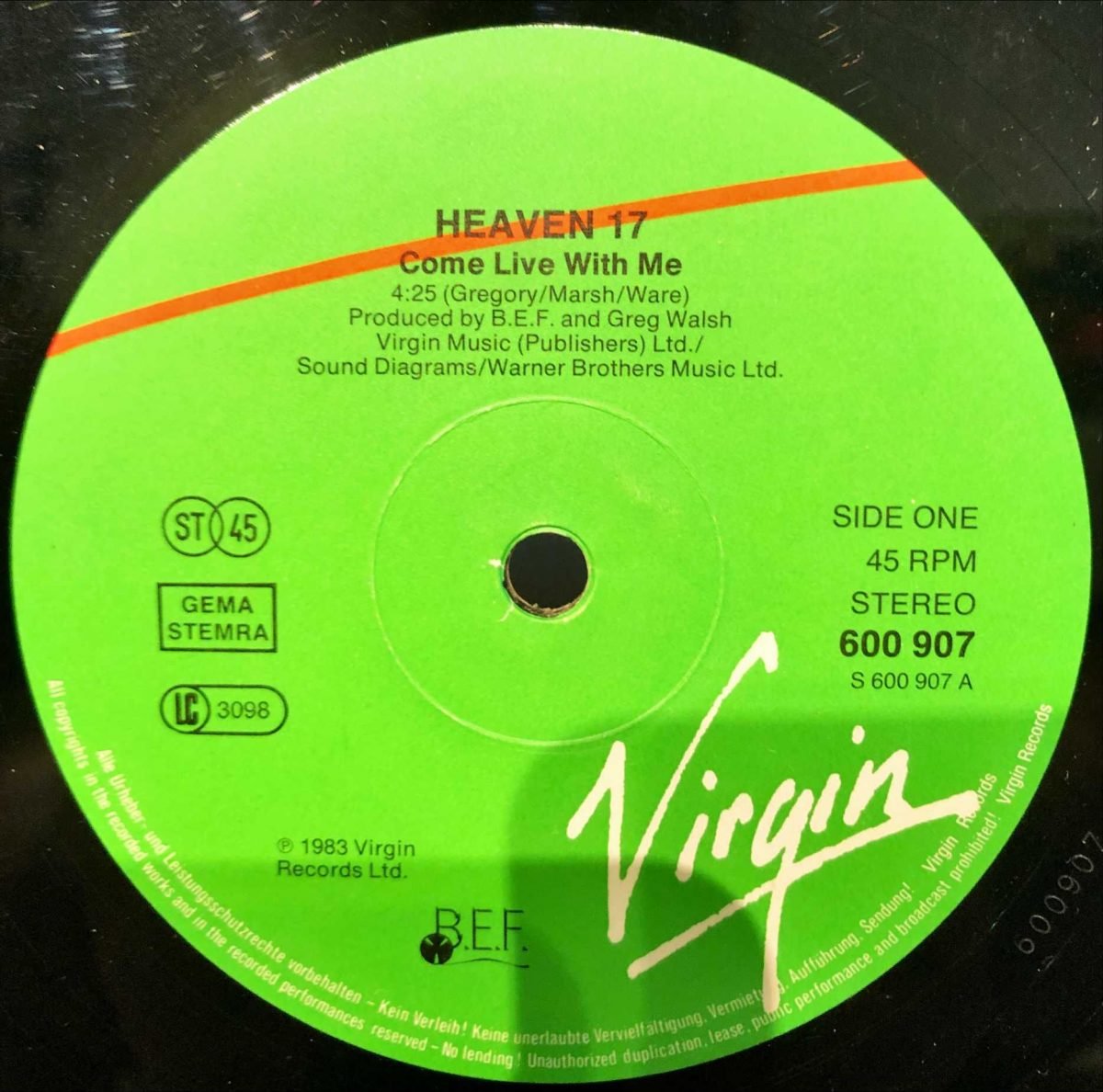 Heaven 17 ‎– Come Live With Me Maxi Single Plak - Görsel 3