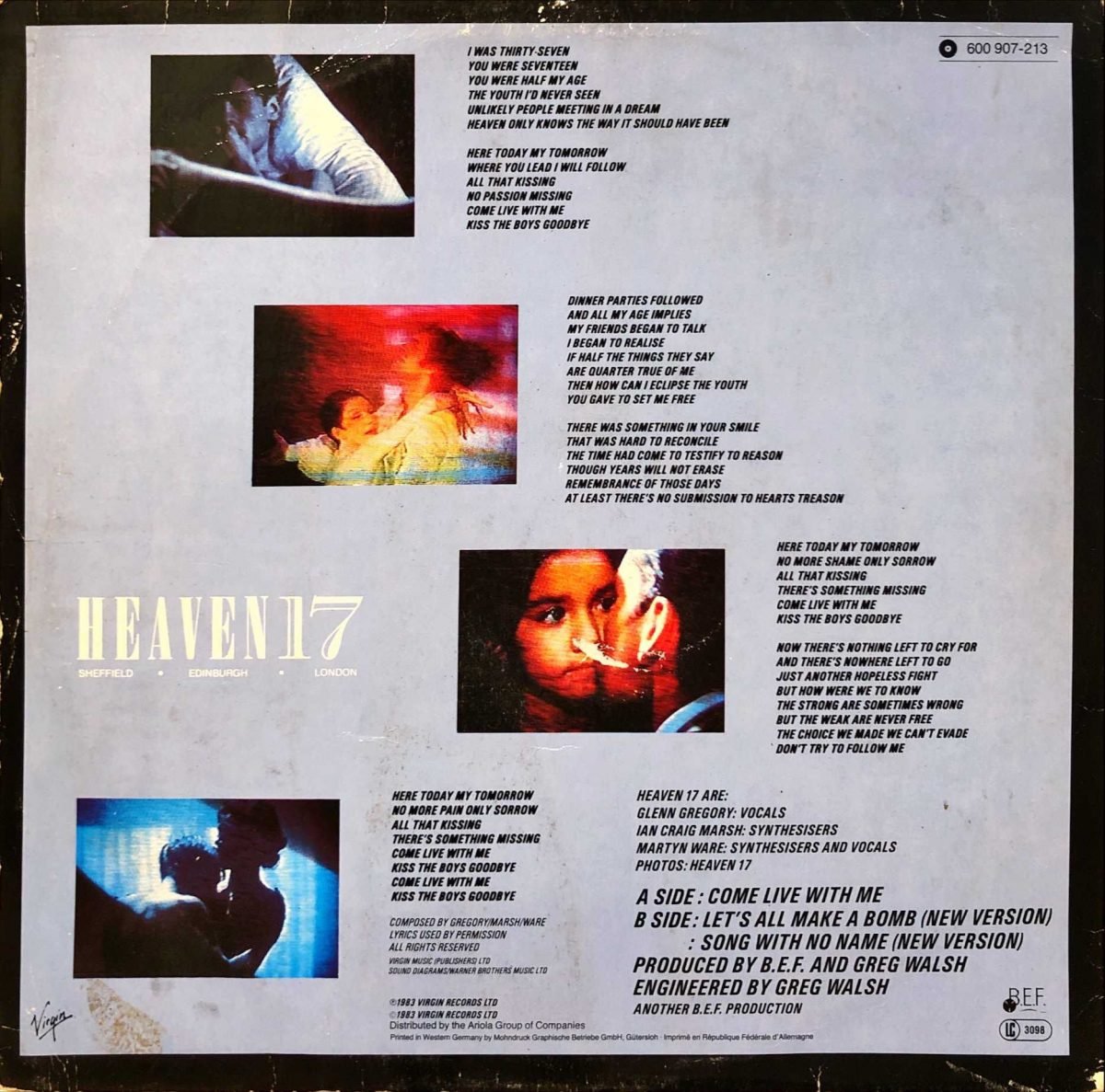 Heaven 17 ‎– Come Live With Me Maxi Single Plak - Görsel 2
