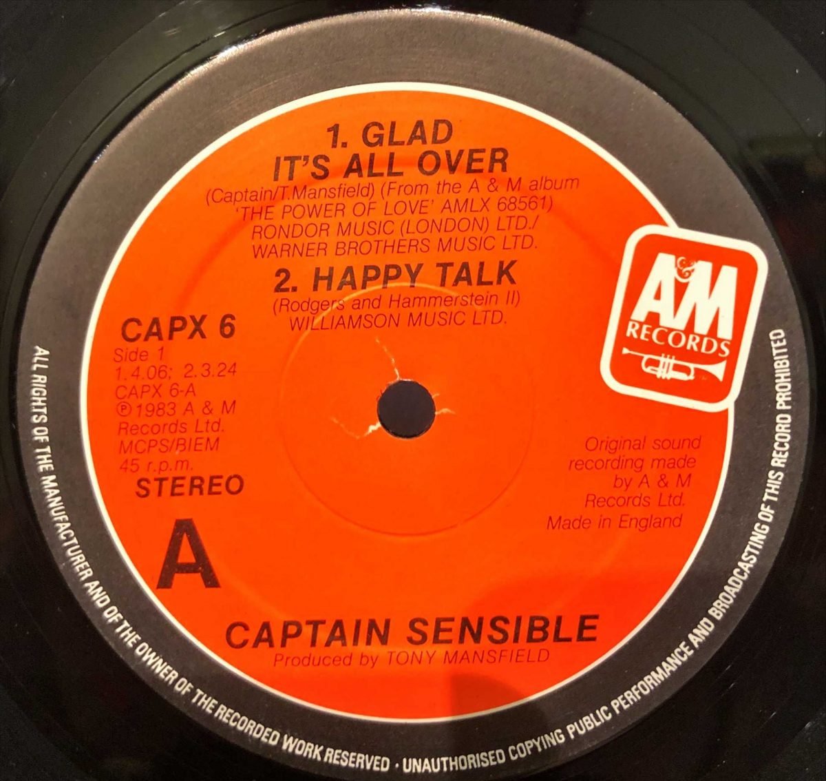 Captain Sensible ‎– Glad It's All Over Maxi Single Plak - Görsel 3