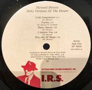 Howard Devoto ‎– Jerky Versions Of The Dream LP Plak - Görsel 3