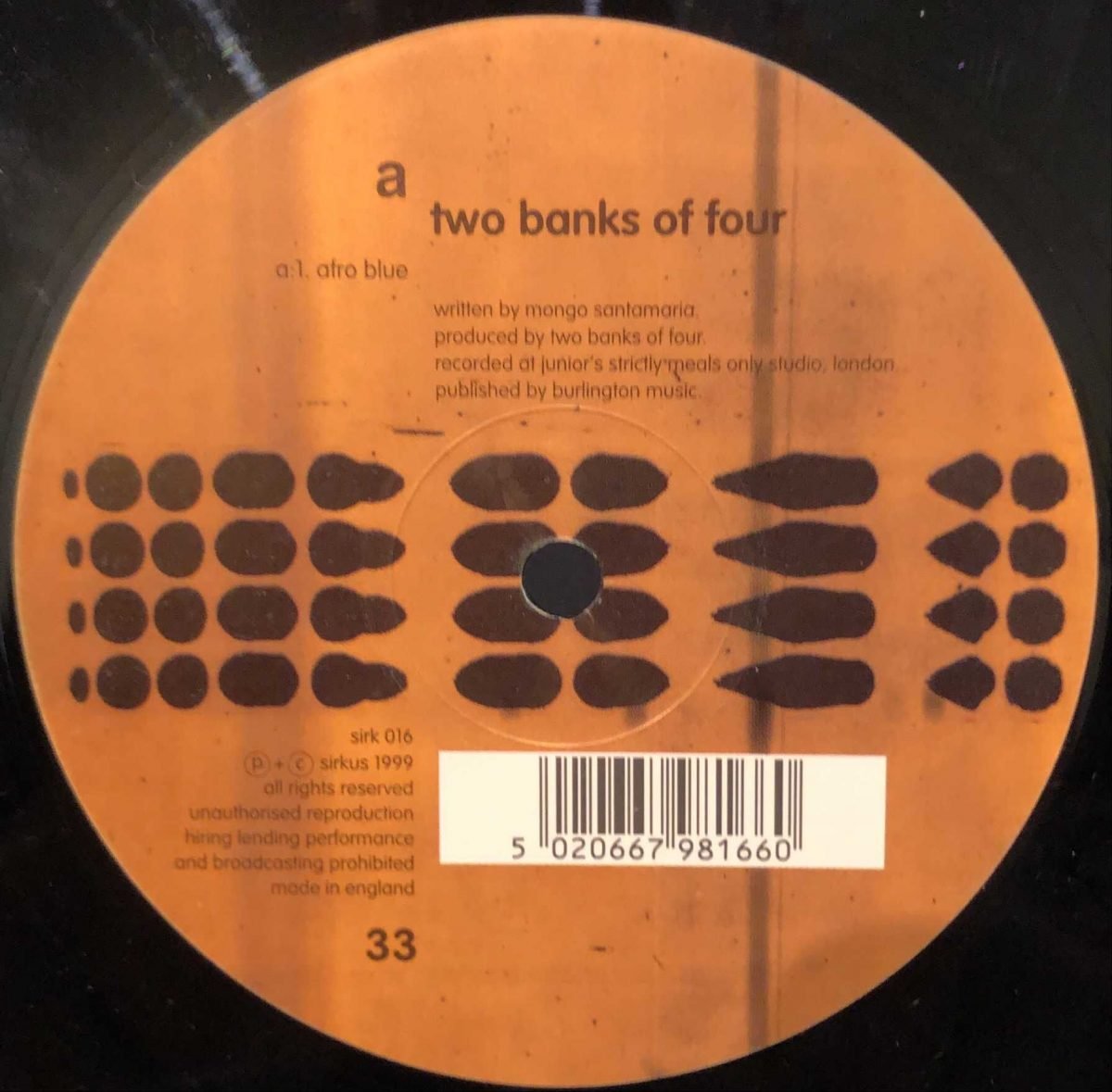 Two Banks Of Four ‎– Afro Blue 12” Maxi Single Plak - Görsel 2