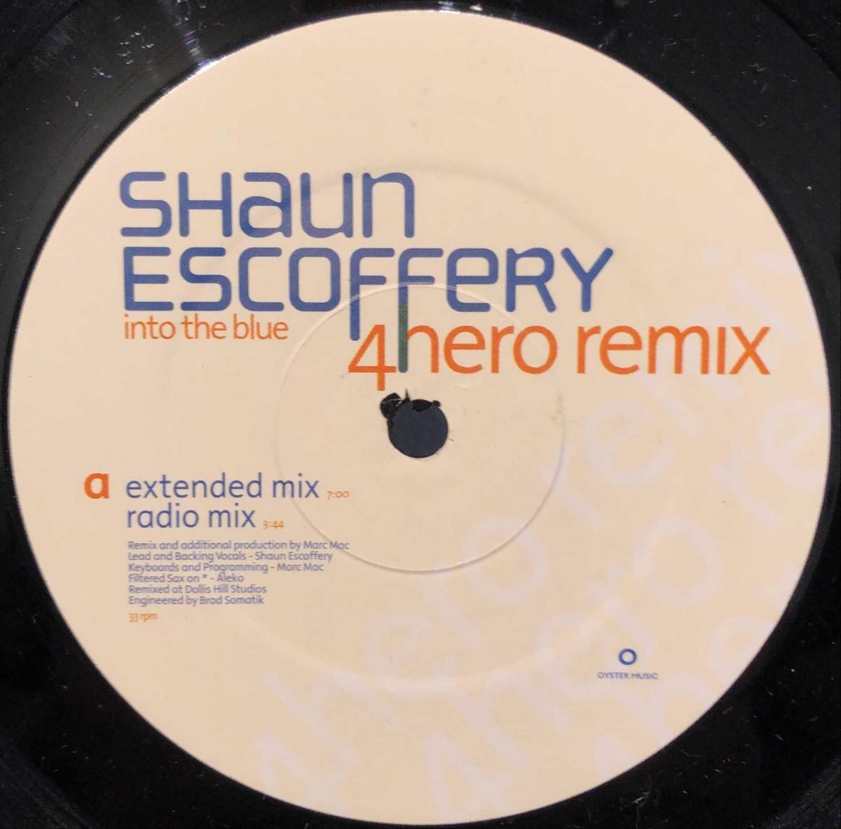 Shaun Escoffery ‎– Into The Blue (4 Hero Remix) 12” Maxi Single Plak - Görsel 3