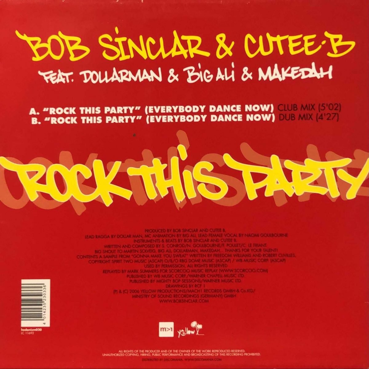 Bob Sinclar / Cutee B ‎– Rock This Party 12” Maxi Single Plak - Görsel 2