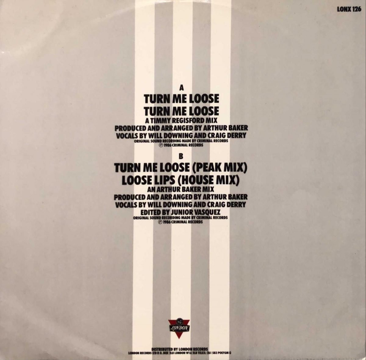 Wally Jump Jr & The Criminal Element ‎– Turn Me Loose 12” Maxi Single Plak - Görsel 3
