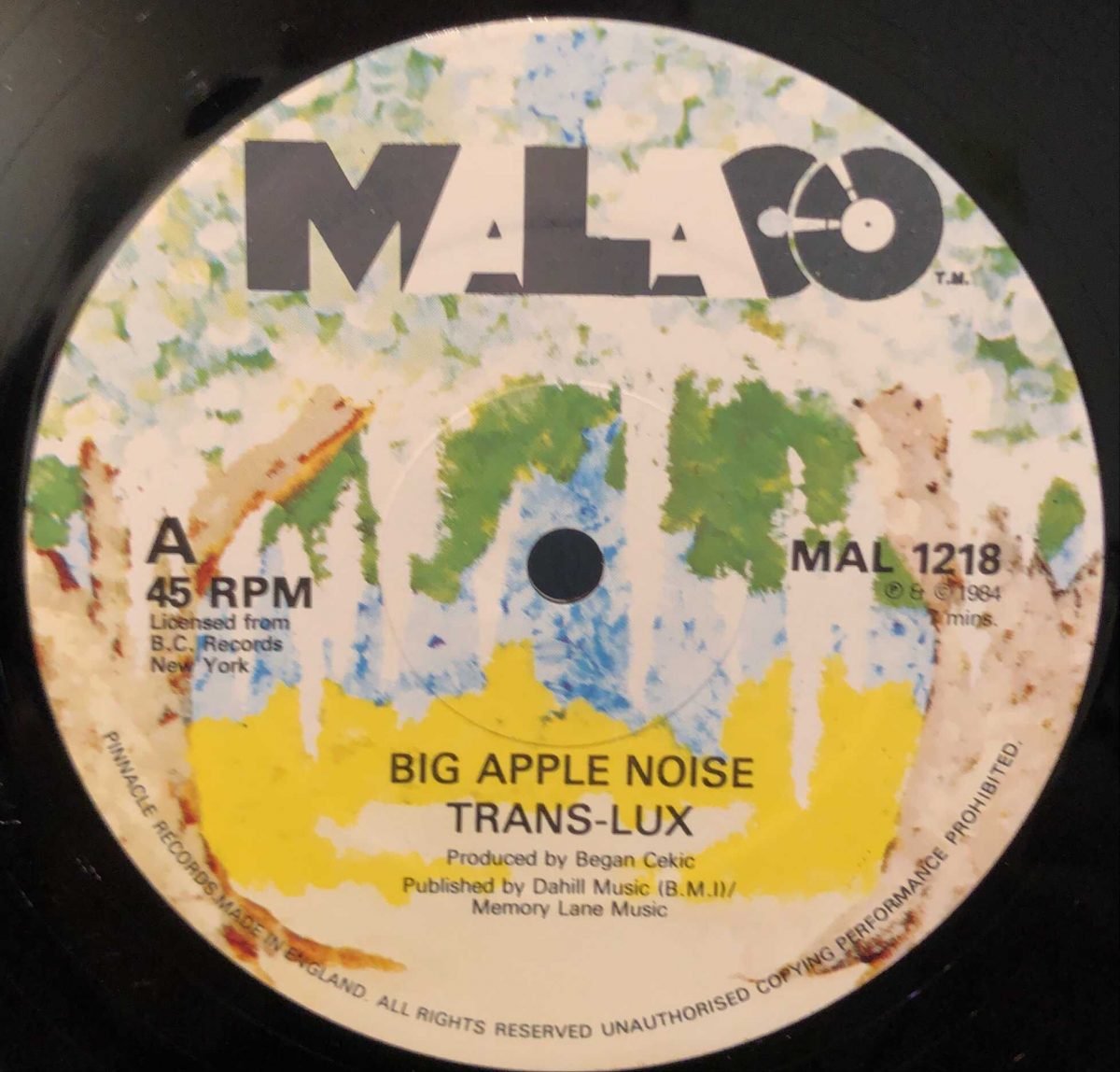 Trans-Lux ‎– Big Apple Noise Maxi Single Plak - Görsel 2