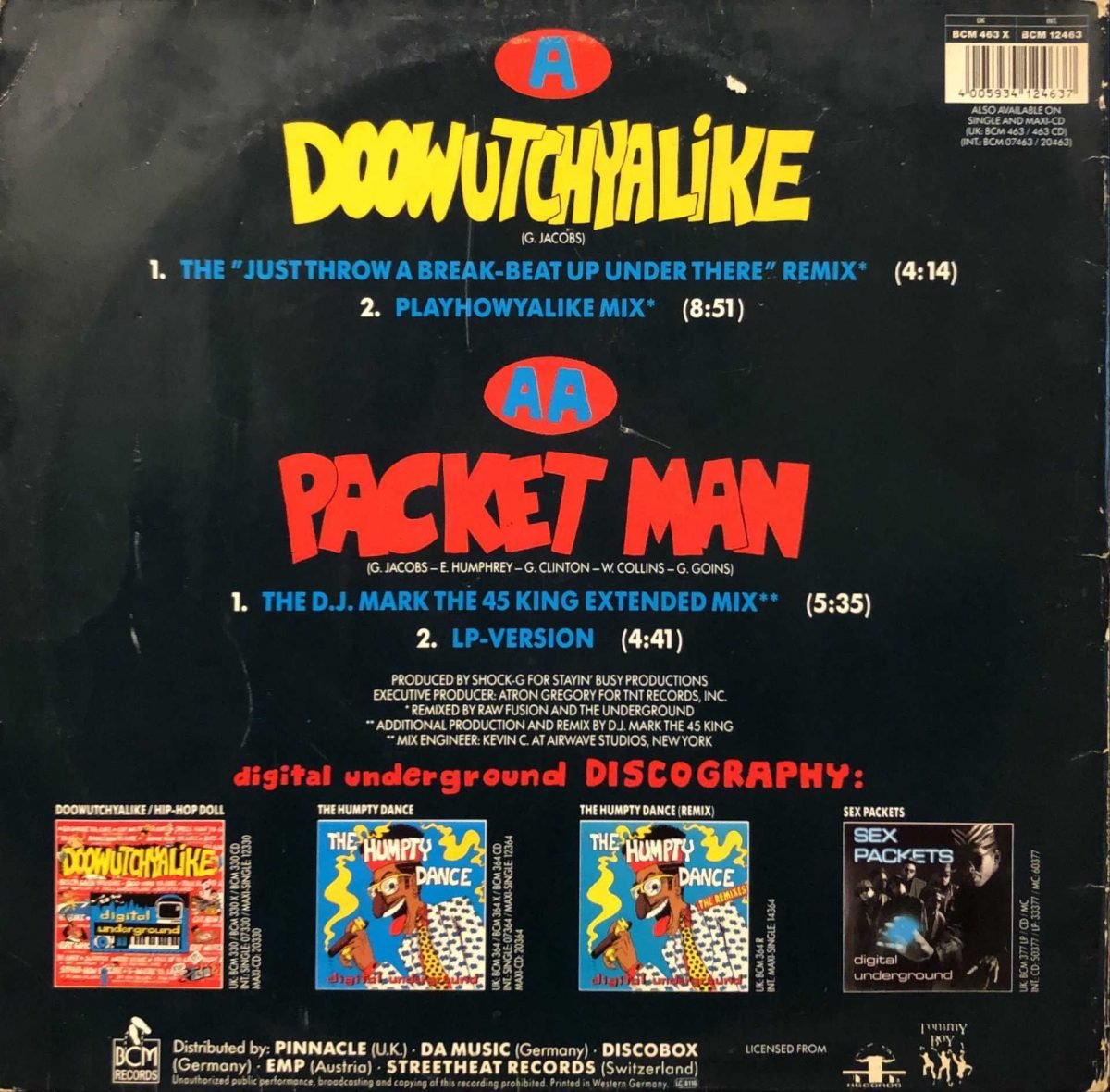 Digital Underground ‎– Doowutchyalike (Remix) / Packet Man Maxi Single Plak - Görsel 2