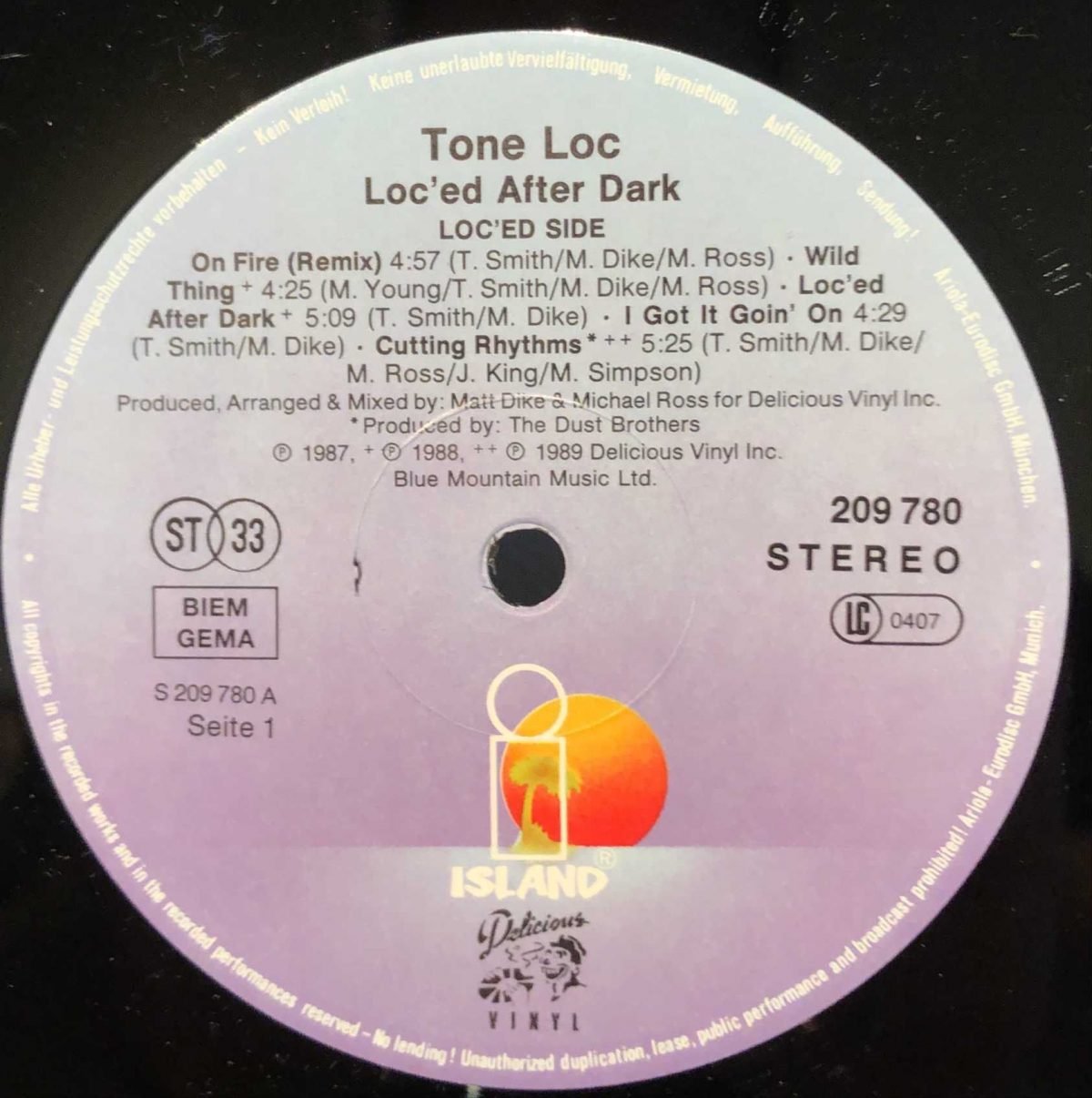 Tone-Lōc ‎– Lōc'ed After Dark LP Plak - Görsel 3