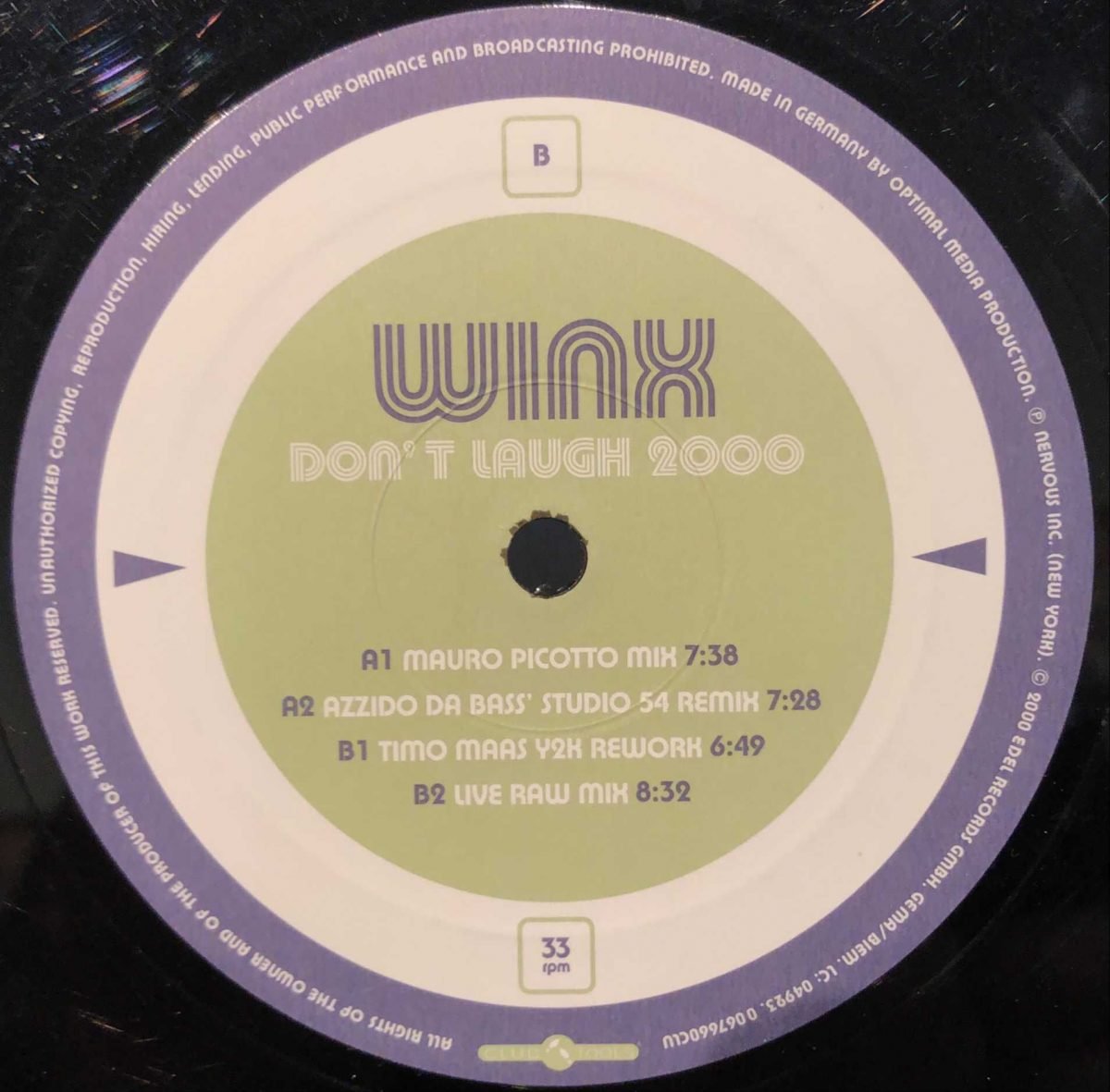 Winx ‎– Don't Laugh 2000  12” Maxi Single Plak - Görsel 2
