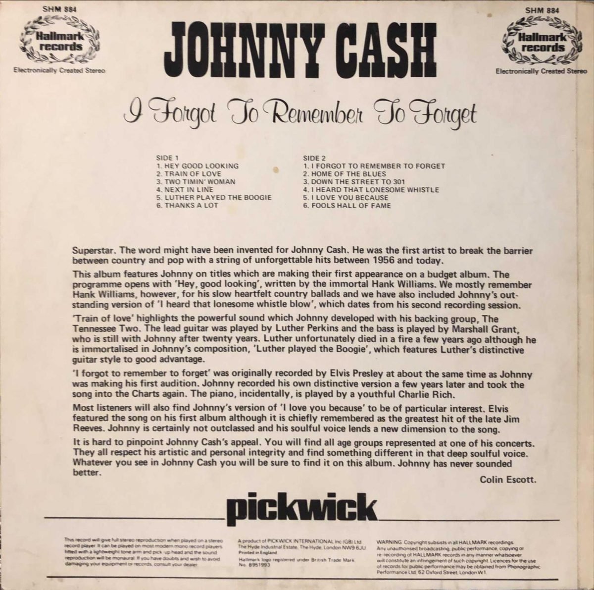 Johnny Cash ‎– I Forgot To Remember To Forget LP Plak - Görsel 2