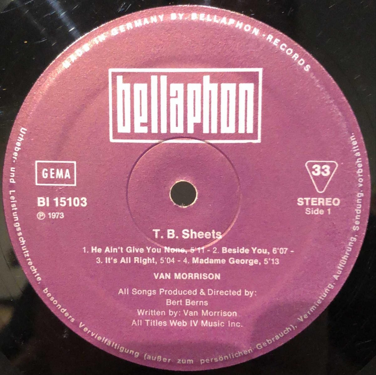 Van Morrison ‎– T.B. Sheets LP Plak - Görsel 3
