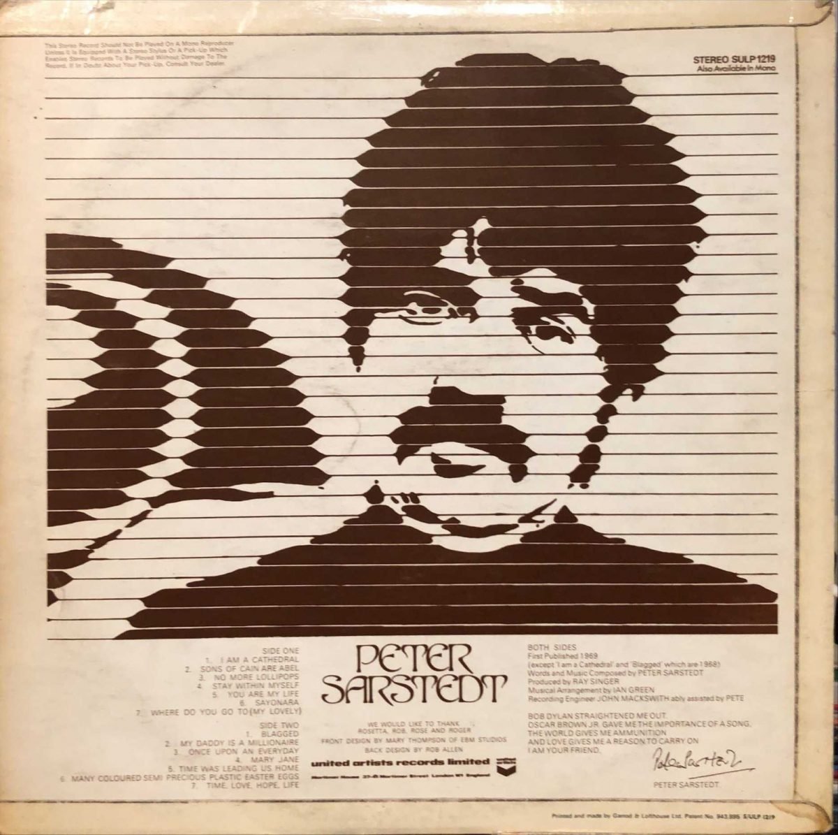 Peter Sarstedt ‎– Peter Sarstedt LP Plak - Görsel 2