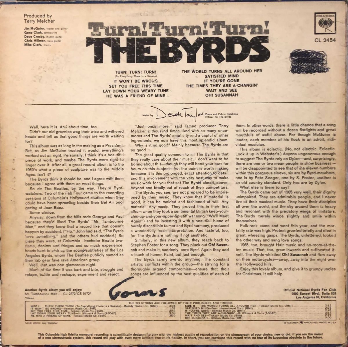 The Byrds ‎– Turn! Turn! Turn! LP Plak - Görsel 2