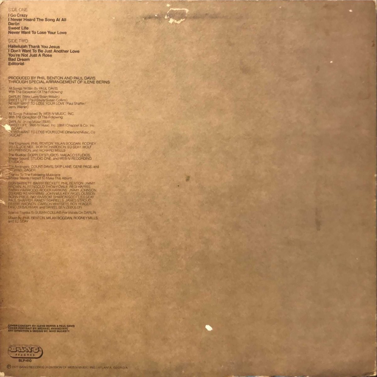 Paul Davis ‎– Singer Of Songs - Teller Of Tales LP Plak - Görsel 3