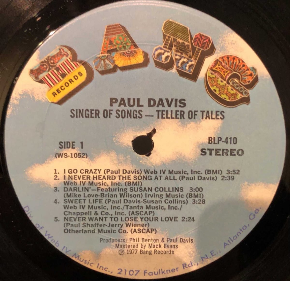 Paul Davis ‎– Singer Of Songs - Teller Of Tales LP Plak - Görsel 2