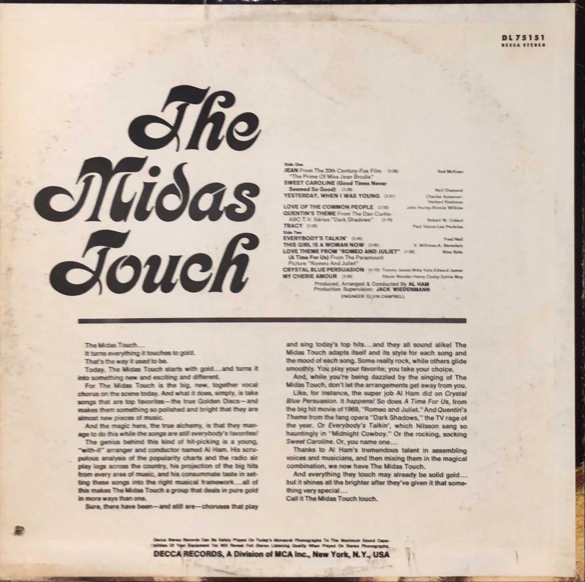 The Midas Touch ‎– The Midas Touch LP Plak - Görsel 3