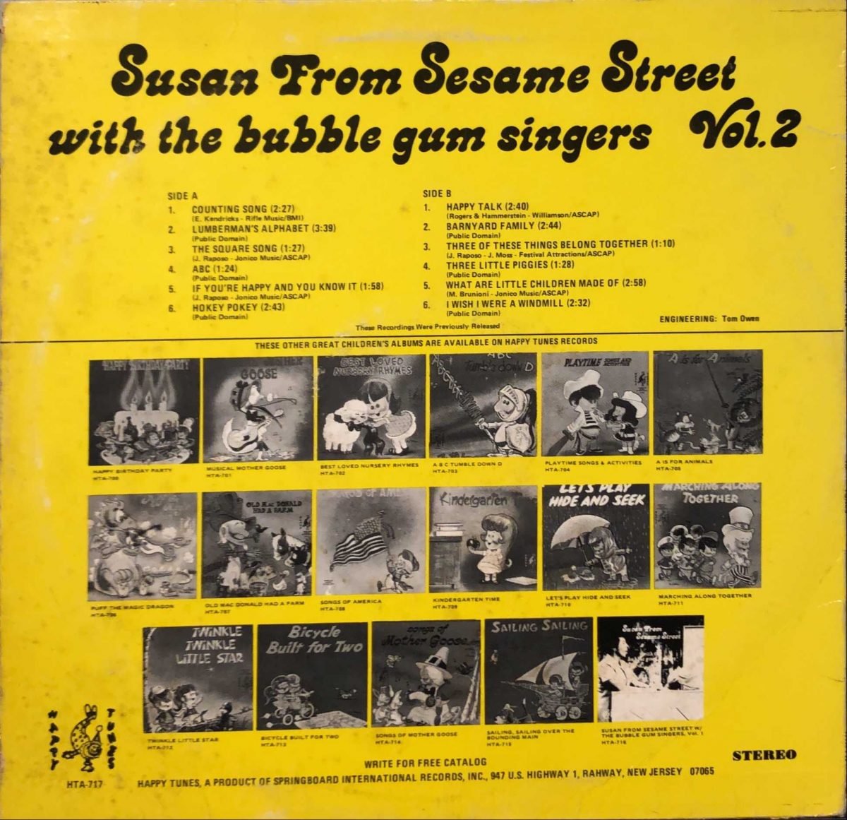 Susan From Sesame Street With The Bubble Gum Singers ‎– Vol. 2 LP Plak - Görsel 3