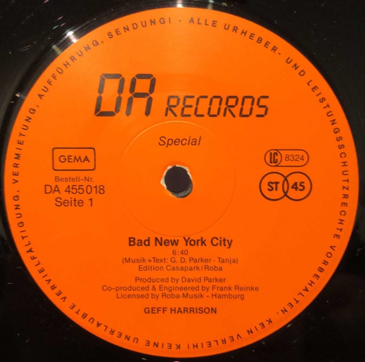 Geff Harrison ‎– Bad New York City Maxi Single Plak - Görsel 3