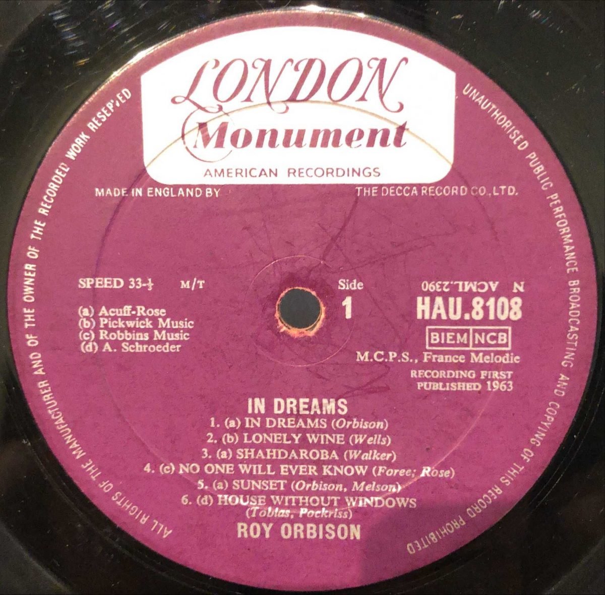 Roy Orbison ‎– In Dreams LP Plak - Görsel 3