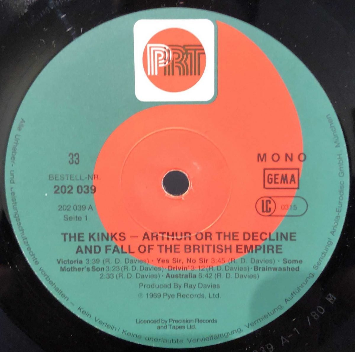 The Kinks ‎– Arthur Or The Decline And Fall Of The British Empire LP Plak - Görsel 2