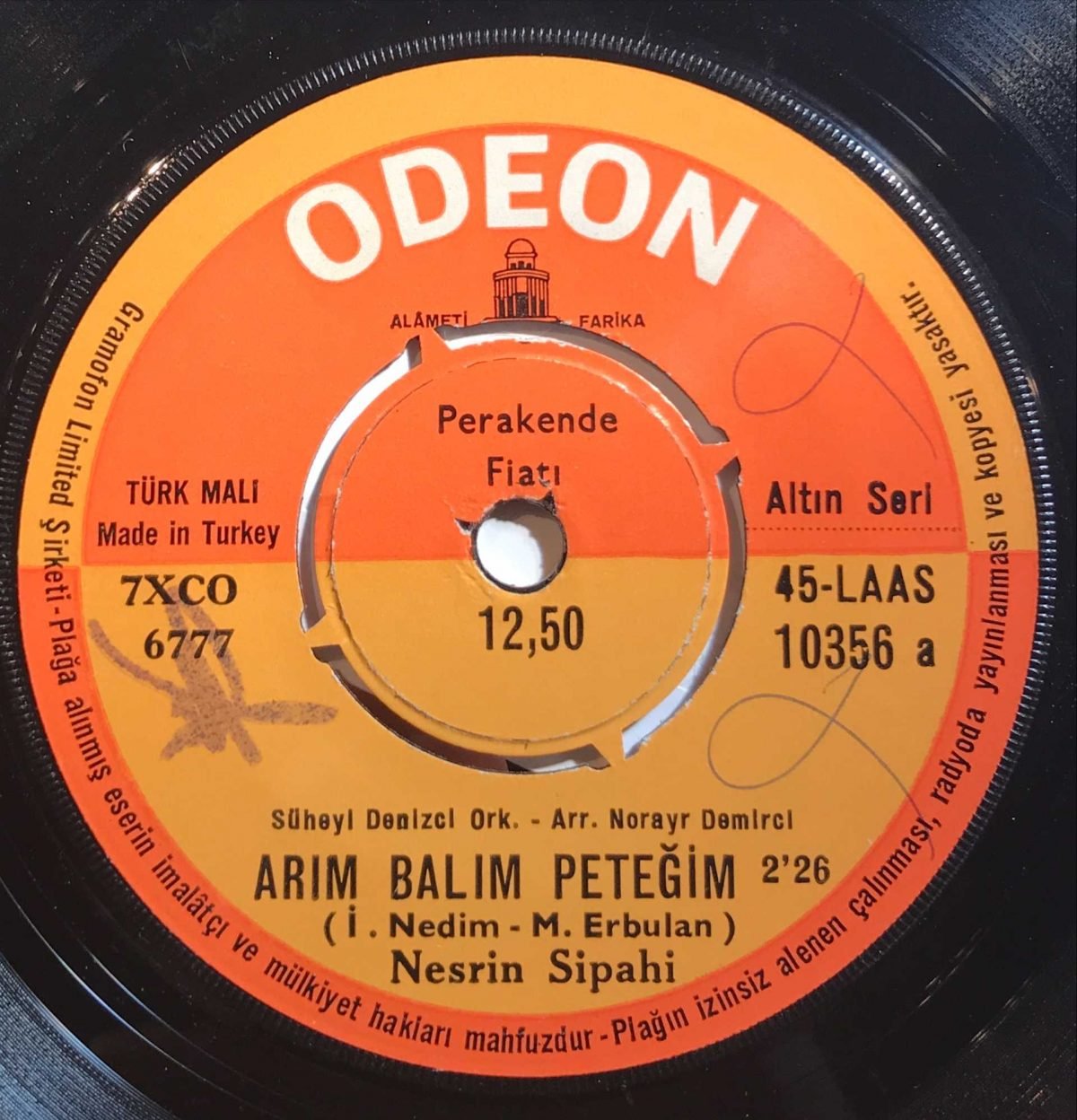 Nesrin Sipahi ‎– Arım Balım Peteğim / Siyah Gözler 45lik Plak - Görsel 3