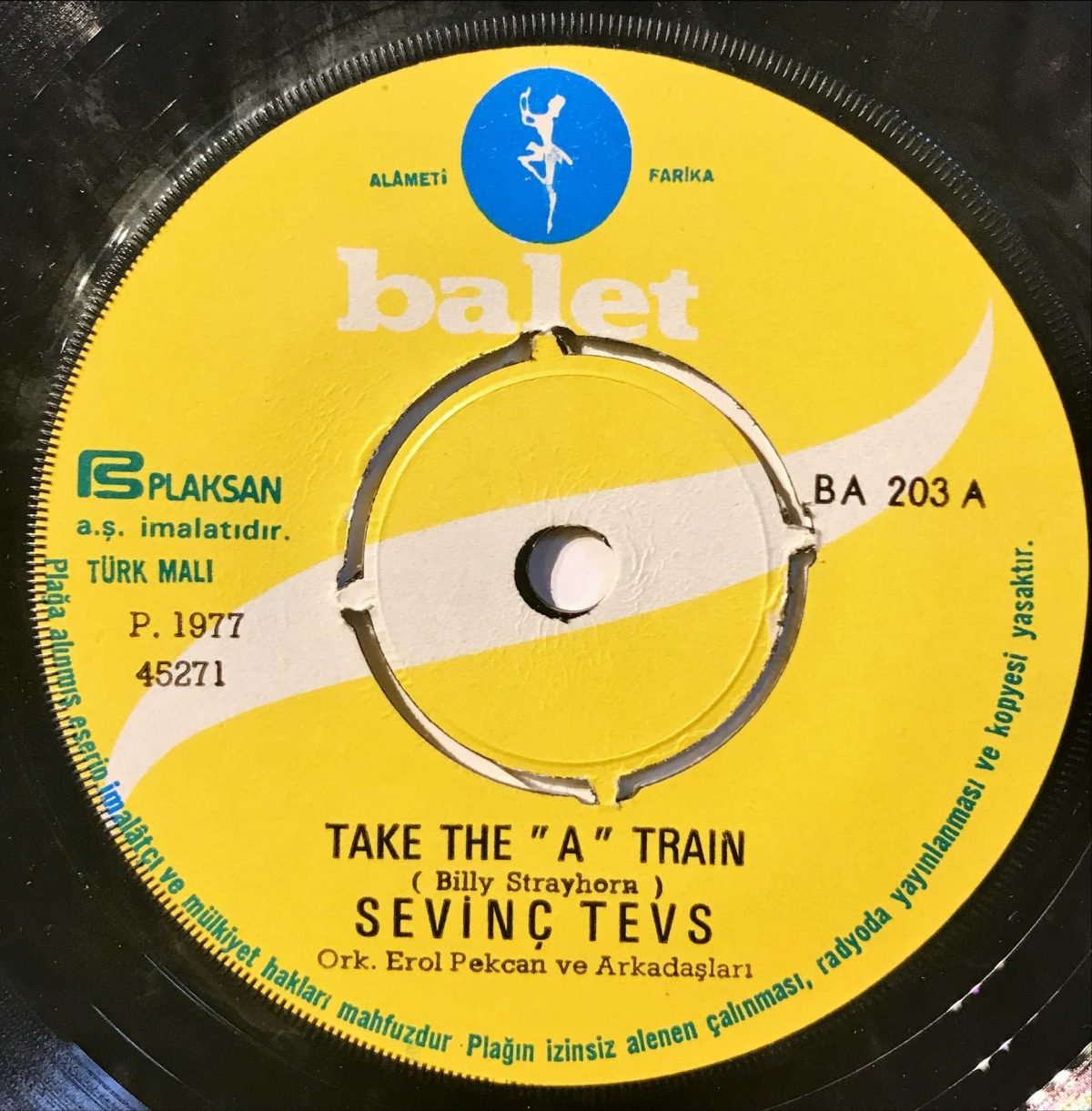 Sevinç Tevs ‎– Take The "A" Train / Oklahoma Blues 45lik Plak - Görsel 3