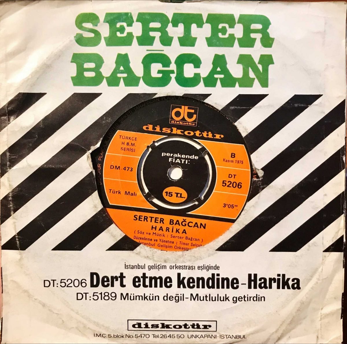 Serter Bağcan ‎– Dert Etme Kendine / Harika 45lik Plak - Görsel 2