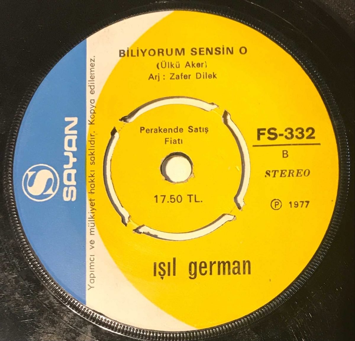 Işıl German ‎– Gelsin Aklın Başına / Biliyorum Sensin O 45lik Plak - Görsel 3