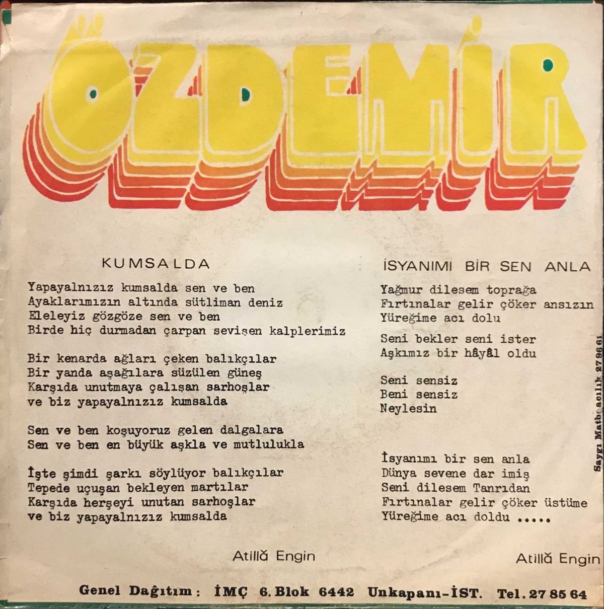 Özdemir Erdoğan ‎– Kumsalda / İsyanımı Bir Sen Anla 45lik Plak - Görsel 2