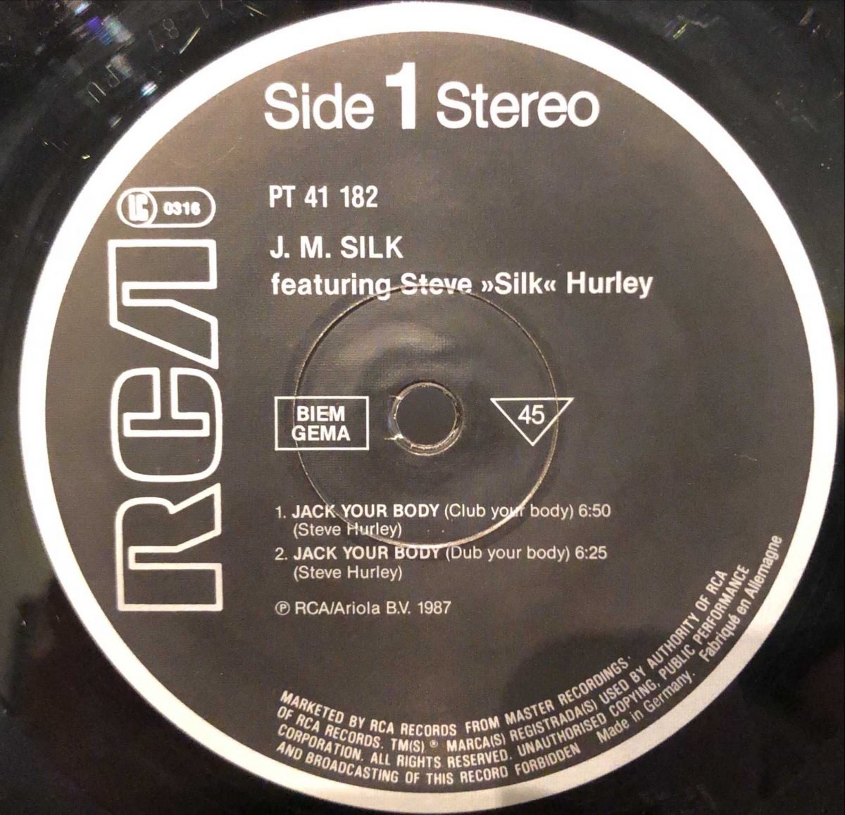 J.M. Silk Featuring Steve "Silk" Hurley ‎– Jack Your Body 12'' Maxi Single - Görsel 3