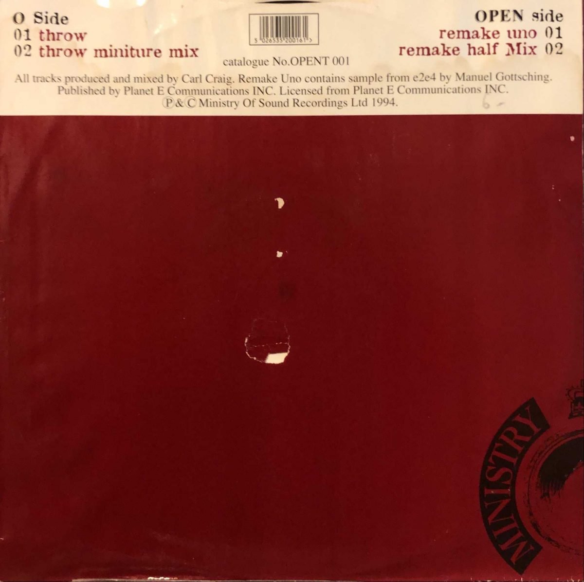Carl Craig Presents Paperclip People ‎– Throw / Remake (Uno) 12'' Maxi Single - Görsel 3