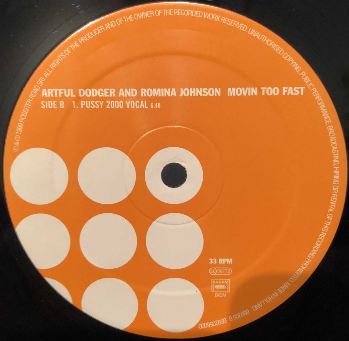 Artful Dodger & Romina Johnson ‎– Movin Too Fast  12'' Maxi Single Plak - Görsel 3