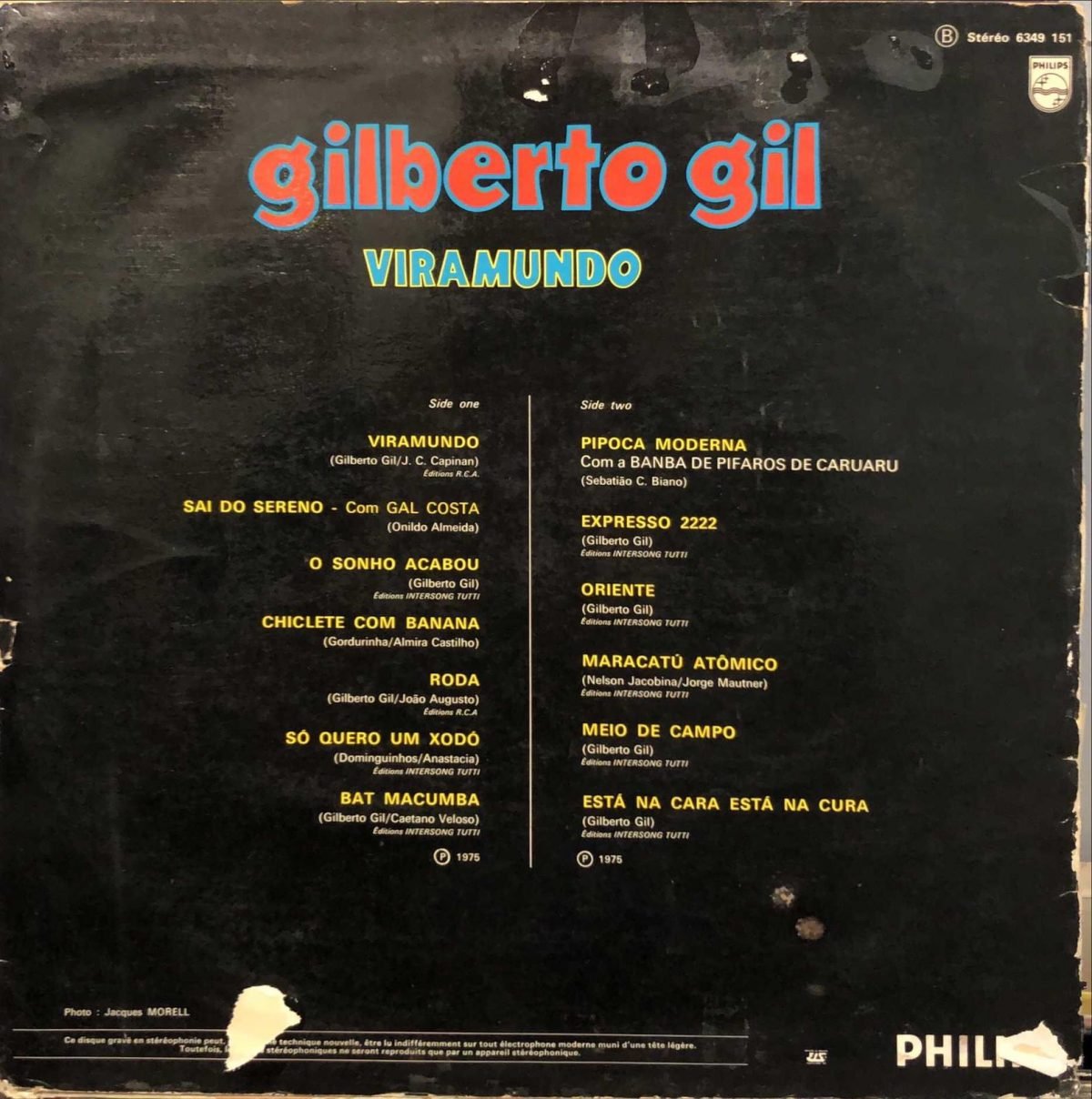 Gilberto Gil ‎– Viramundo LP Plak - Görsel 3