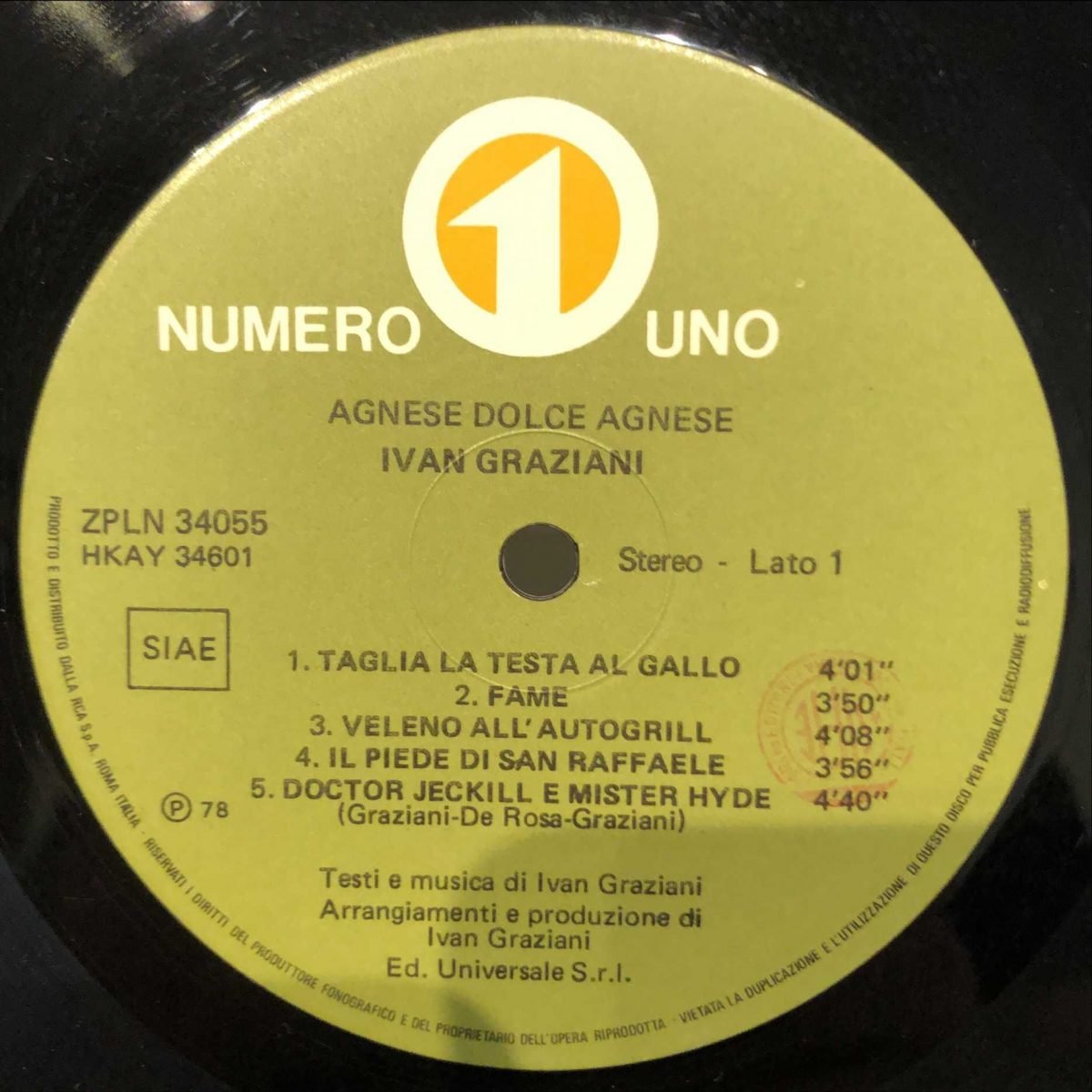 Ivan Graziani ‎– Agnese Dolce Agnese LP Plak - Görsel 2