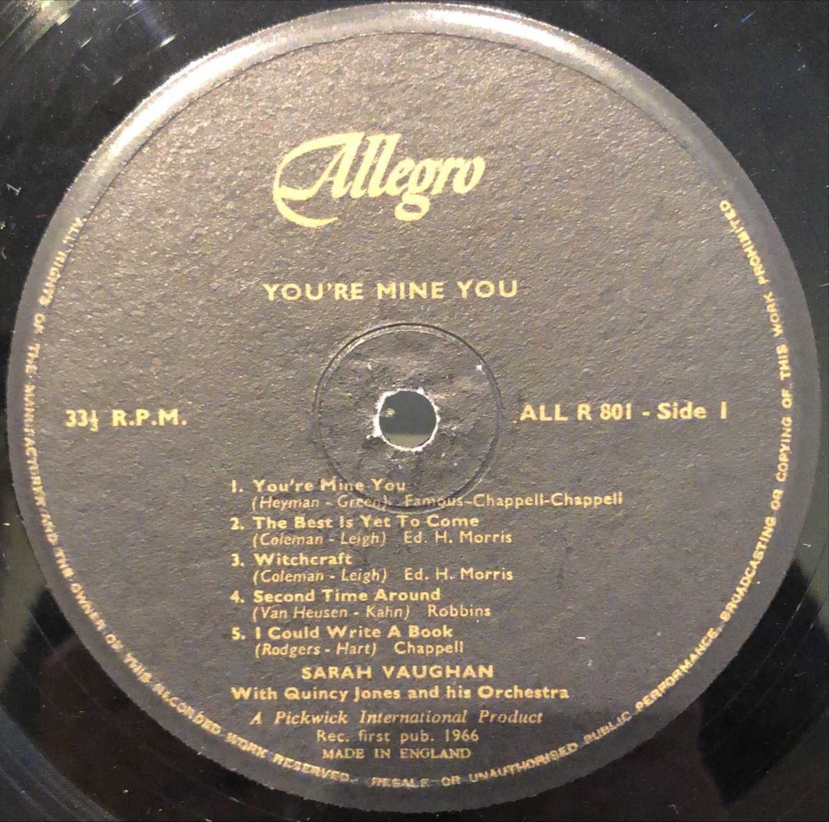 Sarah Vaughan ‎– You're Mine You LP Plak - Görsel 2
