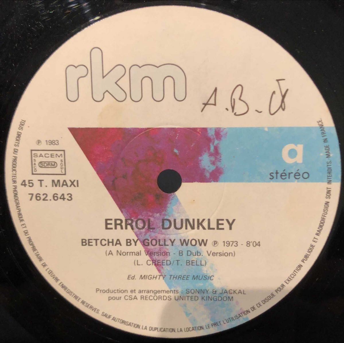 Errol "Mister Ok Fred" Dunkley ‎– Betcha By Golly Wow Maxi Single Plak - Görsel 3