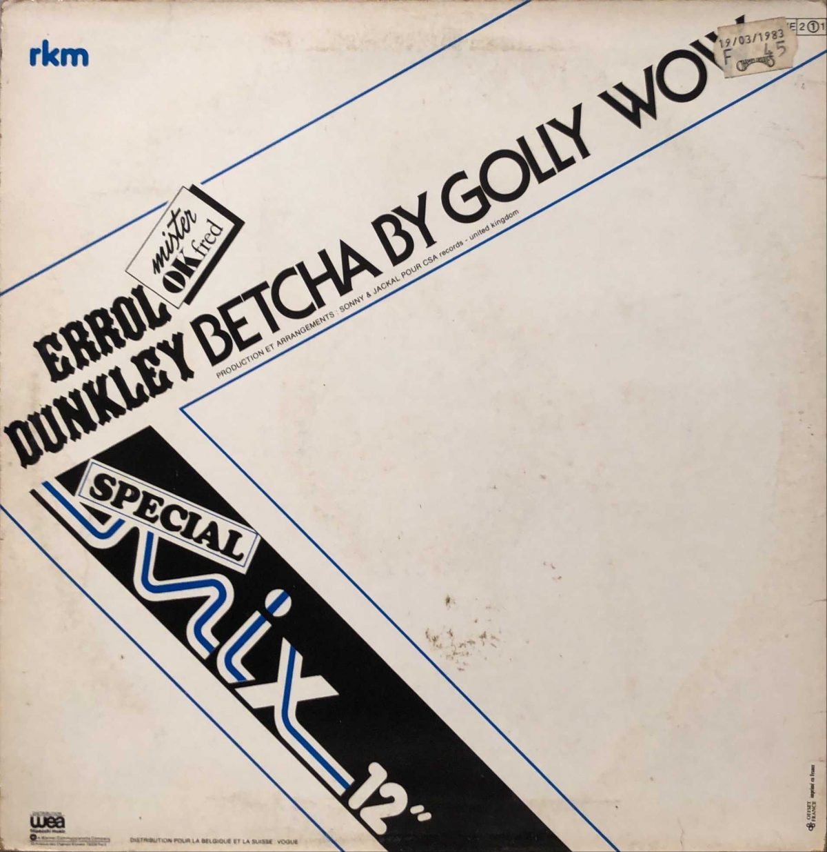 Errol "Mister Ok Fred" Dunkley ‎– Betcha By Golly Wow Maxi Single Plak - Görsel 2