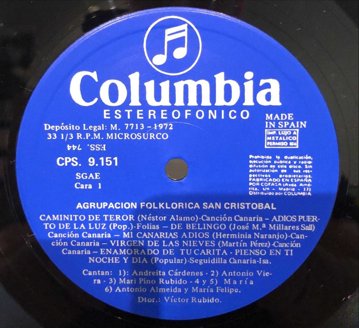 Agrupación "San Cristobal" ‎– Agrupación "San Cristobal" LP Plak - Görsel 3
