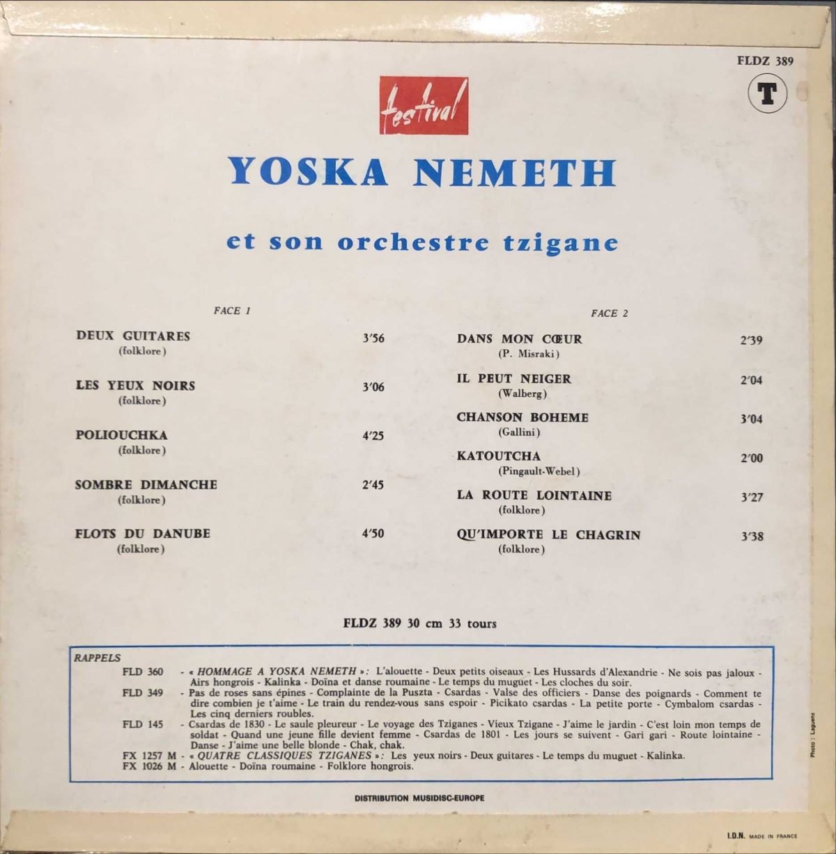 Yoska Nemeth Et Son Orchestre Tzigane ‎– Yoska Nemeth LP Plak - Görsel 2