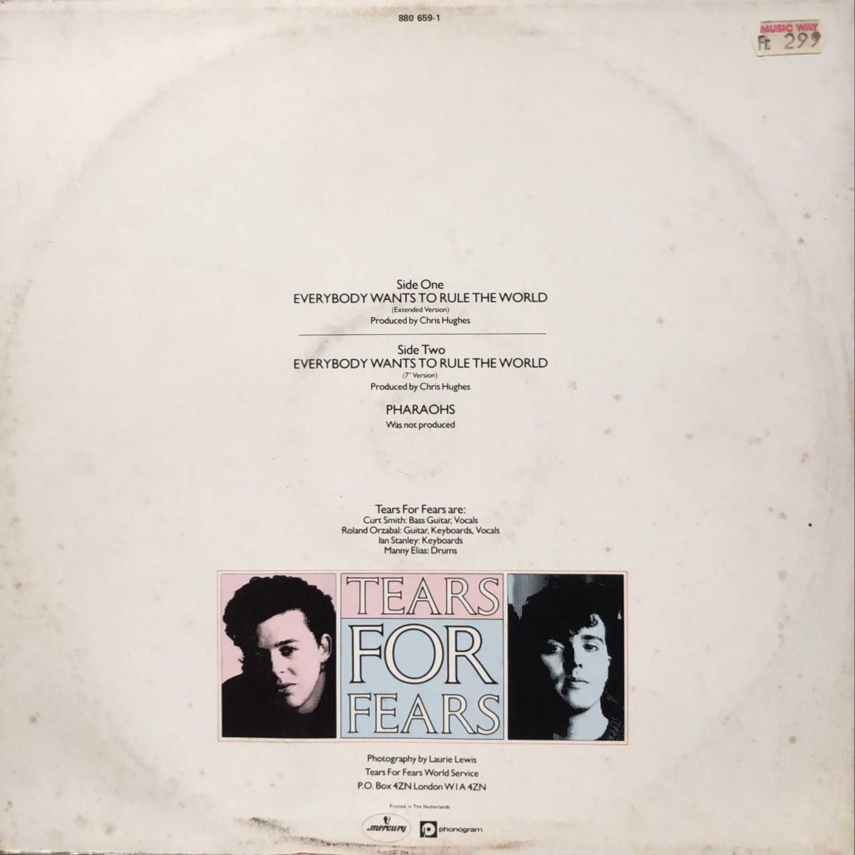 Tears For Fears ‎– Everybody Wants To Rule The World (Extended Version) Maxi Single Plak - Görsel 3