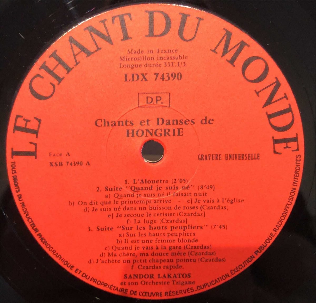 Sandor Lakatos Et Son Orchestre Tzigane ‎– Chants Et Danses De Hongrie LP Plak - Görsel 3