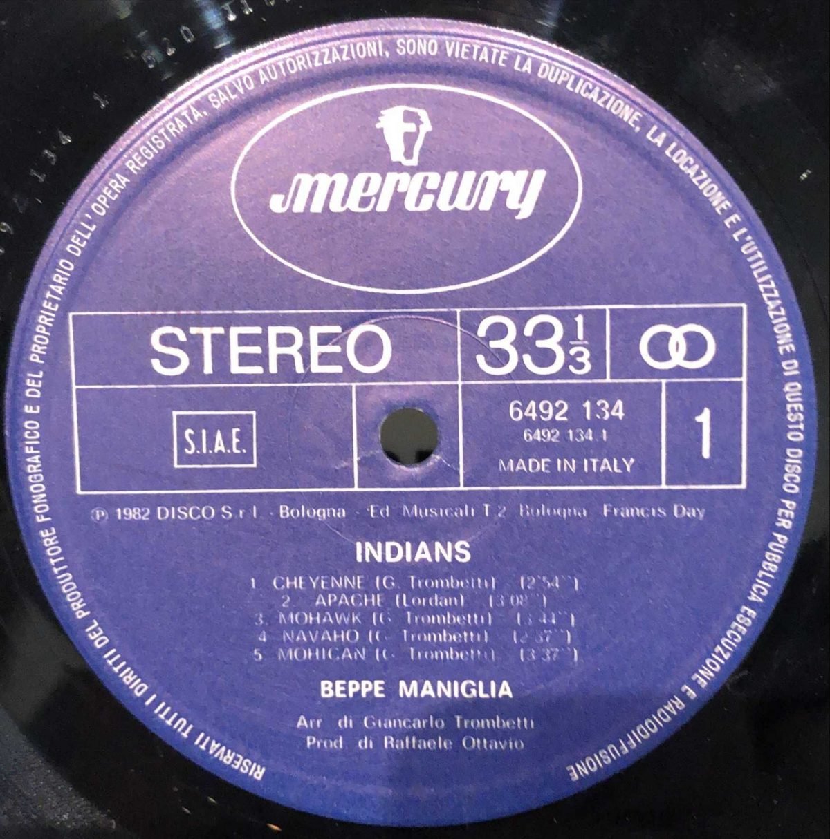 Beppe Maniglia ‎– Indians LP Plak - Görsel 3