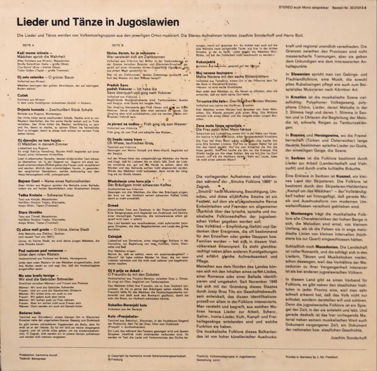 Lieder Und Tänze In Jugoslawien LP Plak - Görsel 2