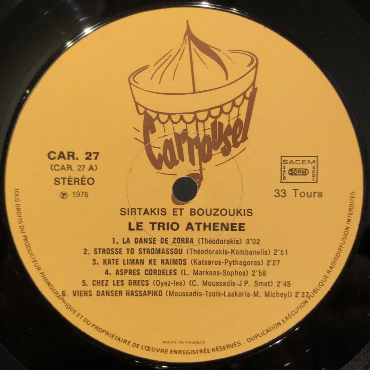 Le Trio Athénée ‎– Sirtakis Et Bouzoukis LP Plak - Görsel 3