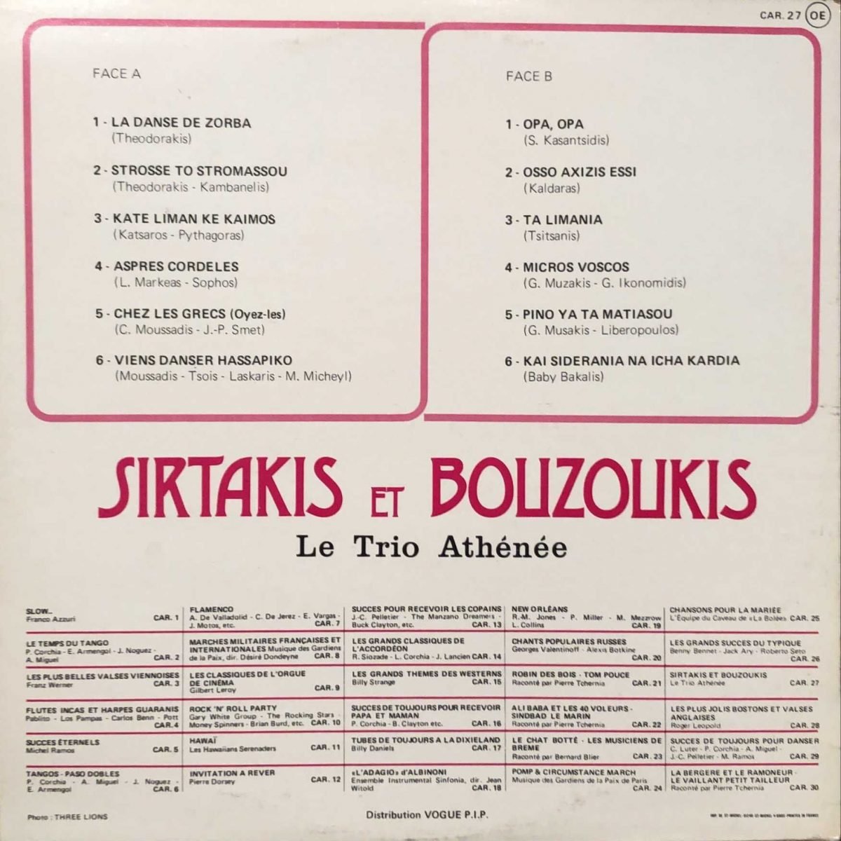 Le Trio Athénée ‎– Sirtakis Et Bouzoukis LP Plak - Görsel 2
