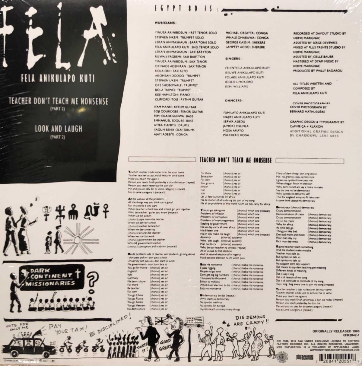 Fela Anikulapo Kuti ‎– Teacher Don't Teach Me Nonsense LP Yeni Basım Plak - Görsel 2