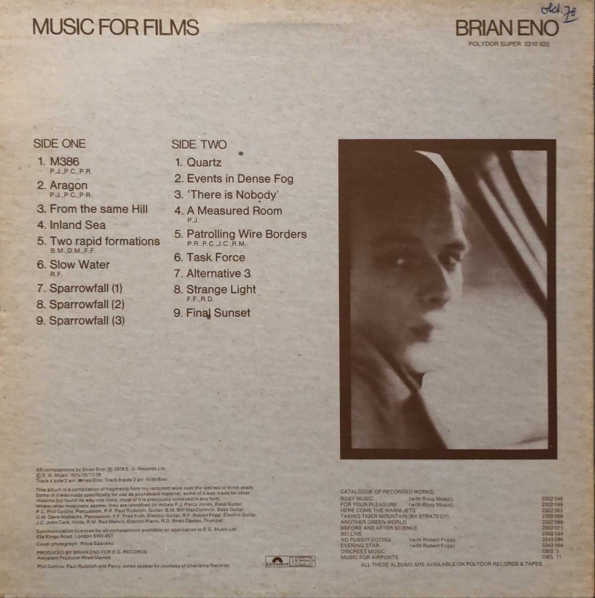 Brian Eno ‎– Music For Films LP Plak - Görsel 2