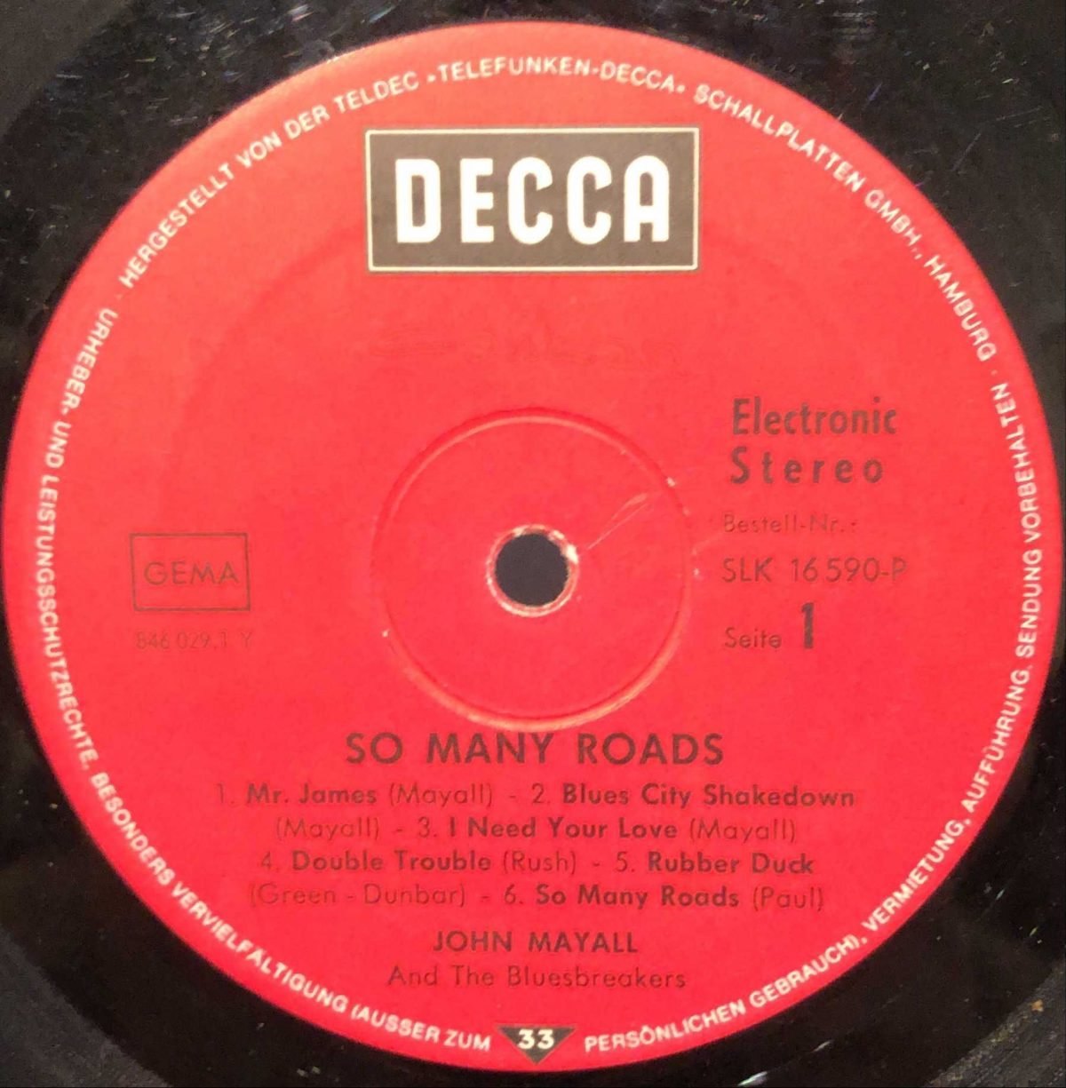 John Mayall And The Bluesbreakers ‎– So Many Roads LP Plak - Görsel 3