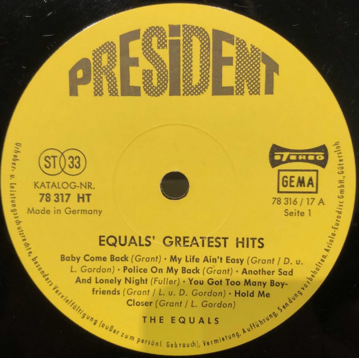 The Equals ‎– Equals' Greatest Hits LP Plak - Görsel 3