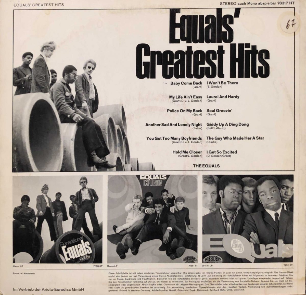 The Equals ‎– Equals' Greatest Hits LP Plak - Görsel 2